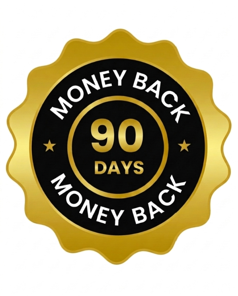 90-day money-back guarantee badge