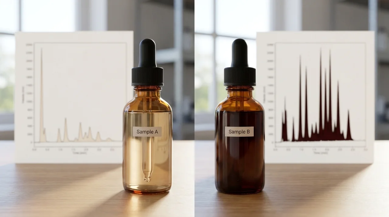 Sample A and Sample B extracts shown with different profile charts